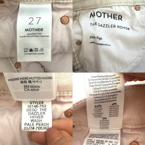 Mother Jeans Women’s The Dazzler Hover in Date Night Pale Peach Straight - Picture 5 of 12